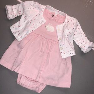 Carters bunny dress and cardigan set